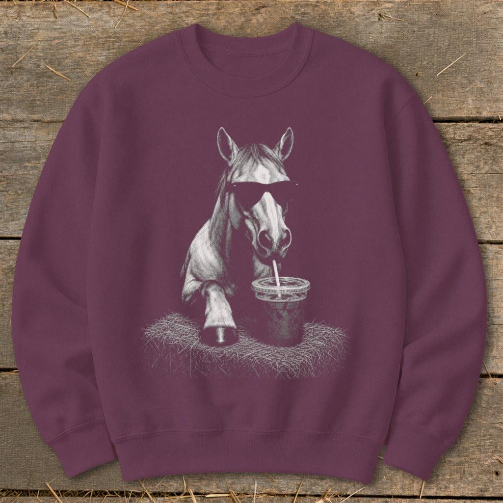 Coffee Drinking Horse Sweatshirt