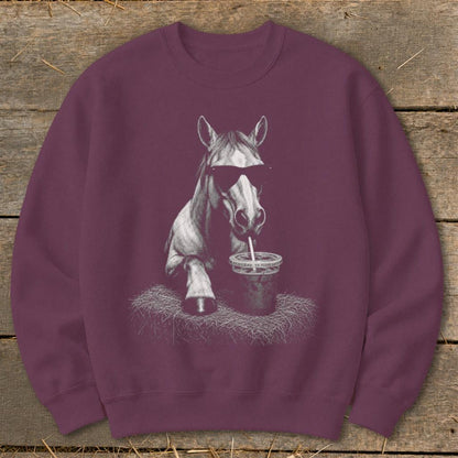 Coffee Drinking Horse Sweatshirt