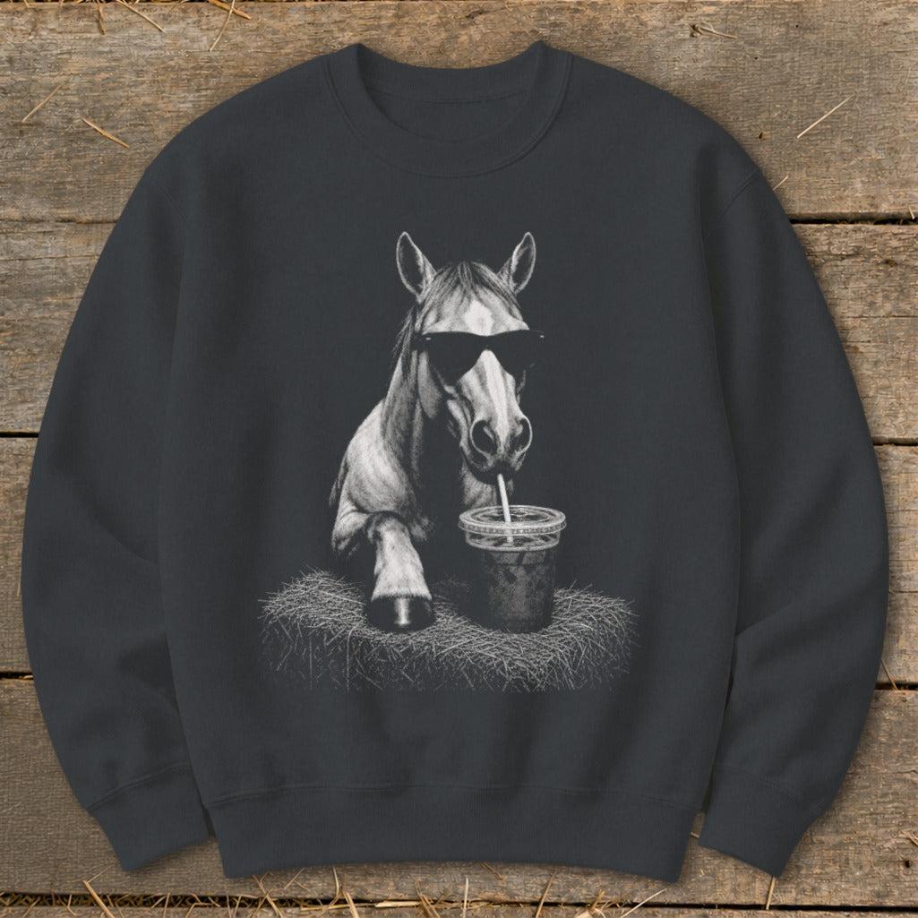 Coffee Drinking Horse Sweatshirt