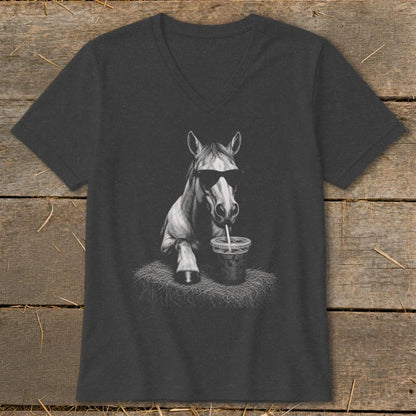 Coffee Drinking Horse V-neck