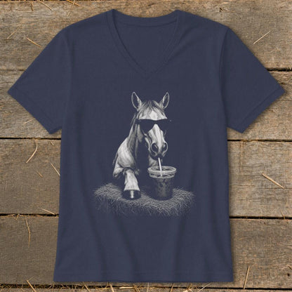 Coffee Drinking Horse V-neck