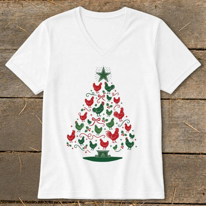 Colorful Chicken Tree V-neck