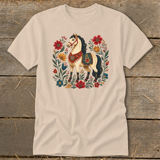 Colorful Folk Art Horse Classic Tee