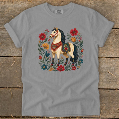 Colorful Folk Art Horse Signature Tee