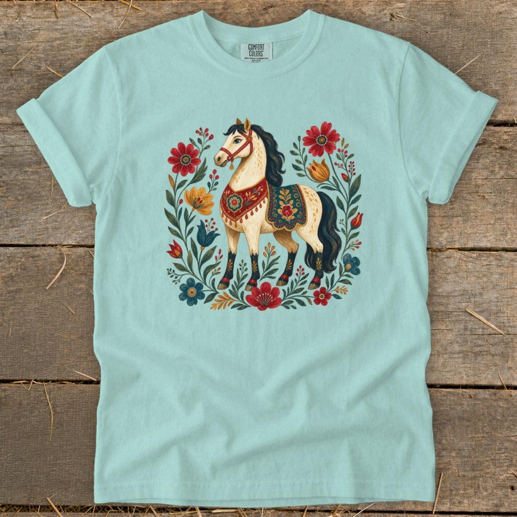 Colorful Folk Art Horse Signature Tee