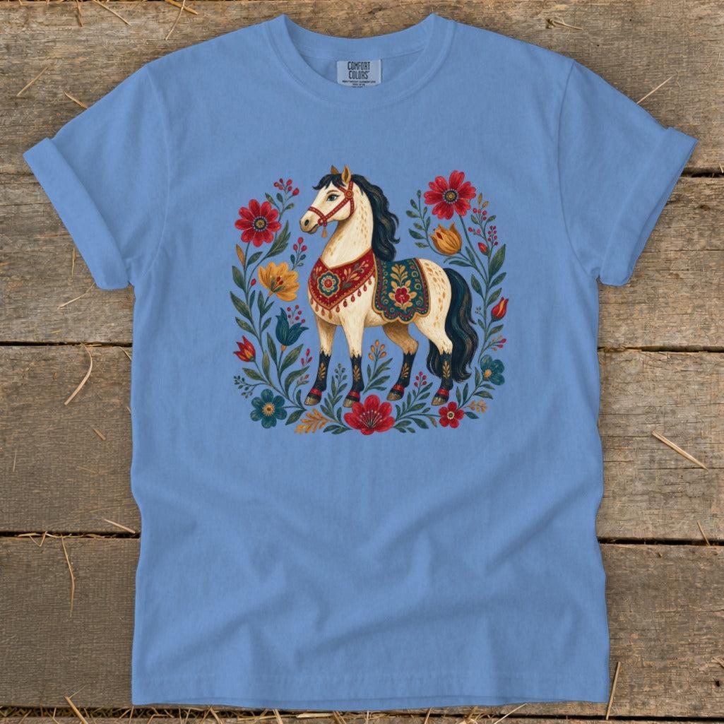 Colorful Folk Art Horse Signature Tee