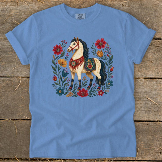 Colorful Folk Art Horse Signature Tee
