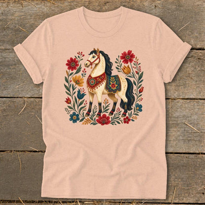 Colorful Folk Art Horse Softstyle Tee