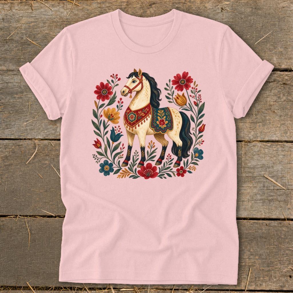 Colorful Folk Art Horse Softstyle Tee