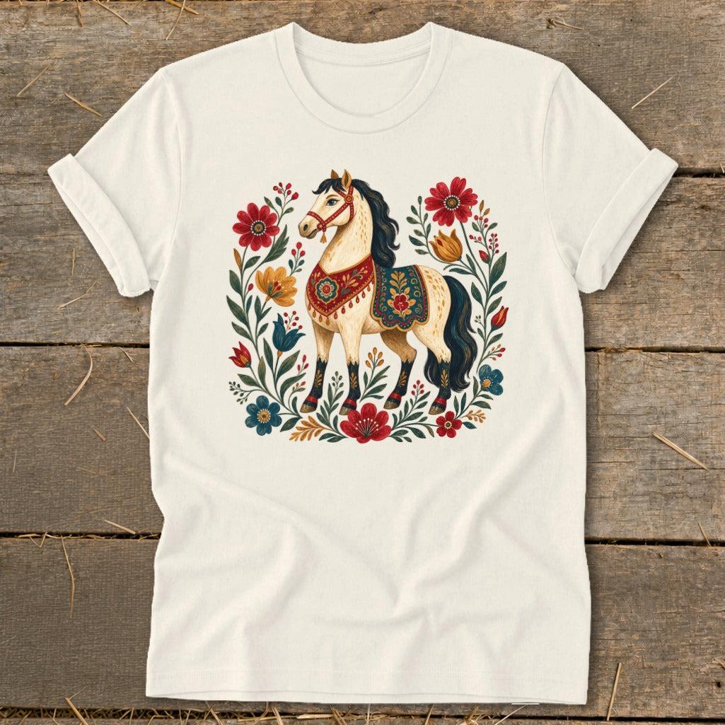 Colorful Folk Art Horse Softstyle Tee