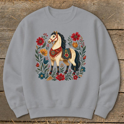 Colorful Folk Art Horse Sweatshirt