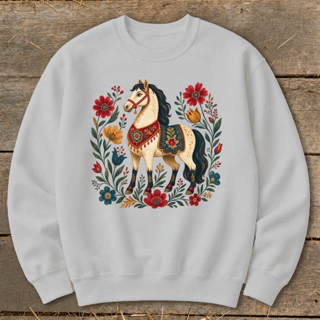 Colorful Folk Art Horse Sweatshirt