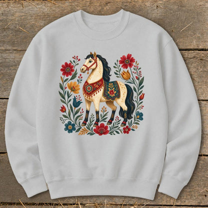 Colorful Folk Art Horse Sweatshirt