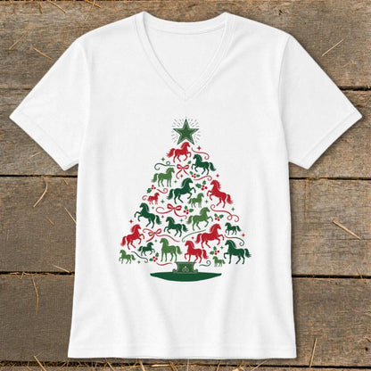Colorful Horse Tree V-neck