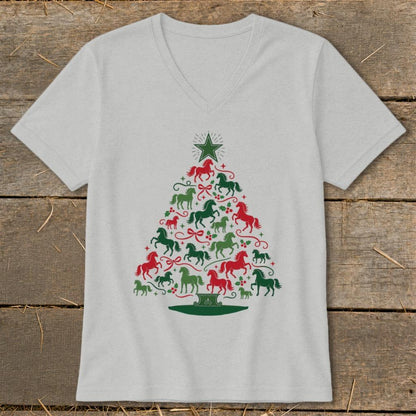 Colorful Horse Tree V-neck