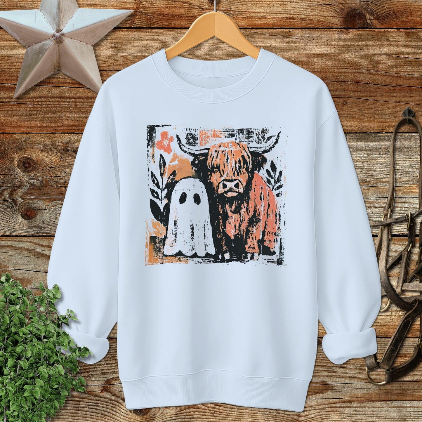 Cow and Ghostly Friend Sweatshirt