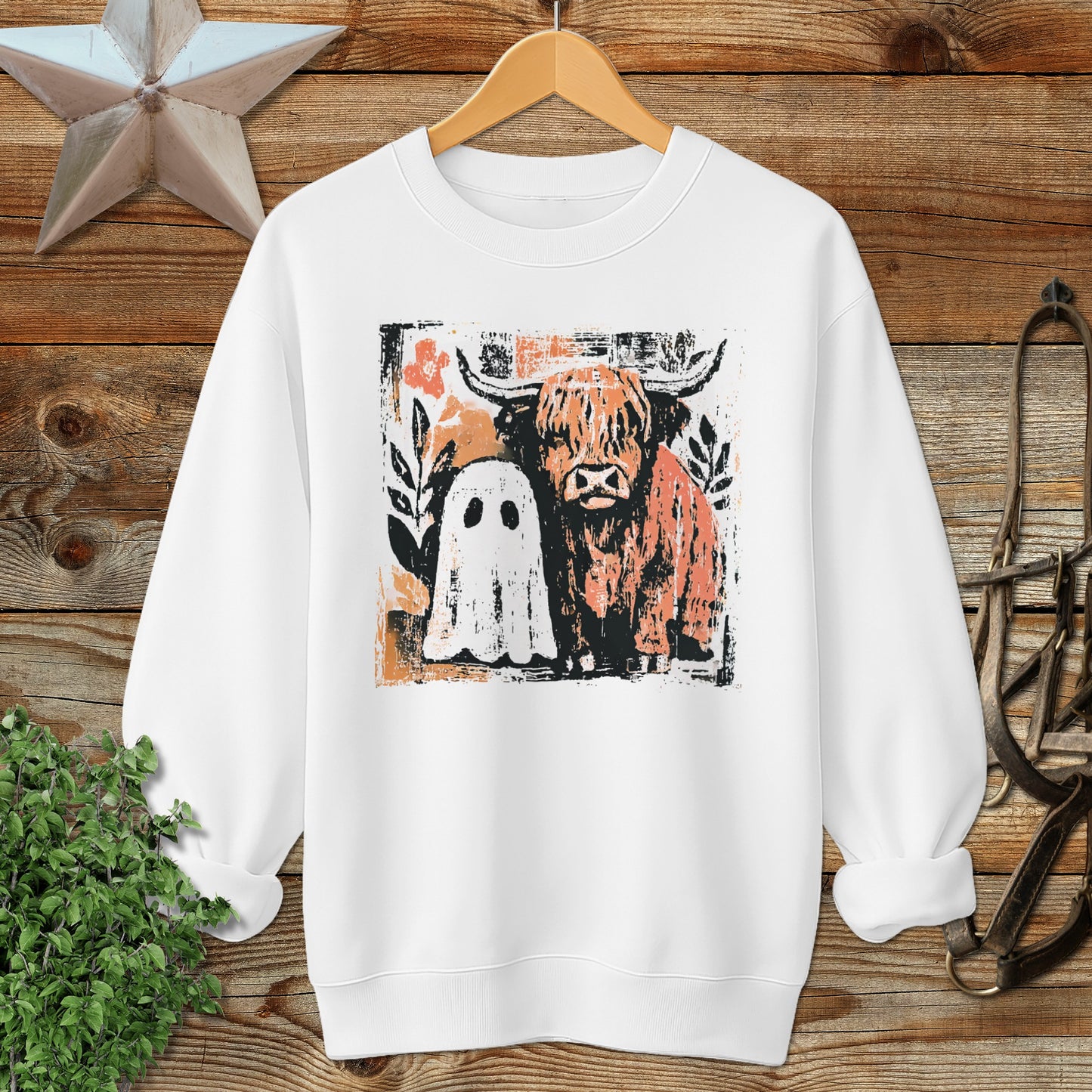 Cow and Ghostly Friend Sweatshirt