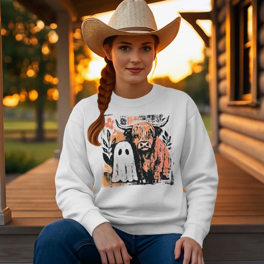 Cow and Ghostly Friend Sweatshirt