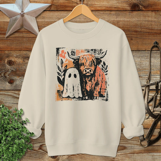 Cow and Ghostly Friend Sweatshirt