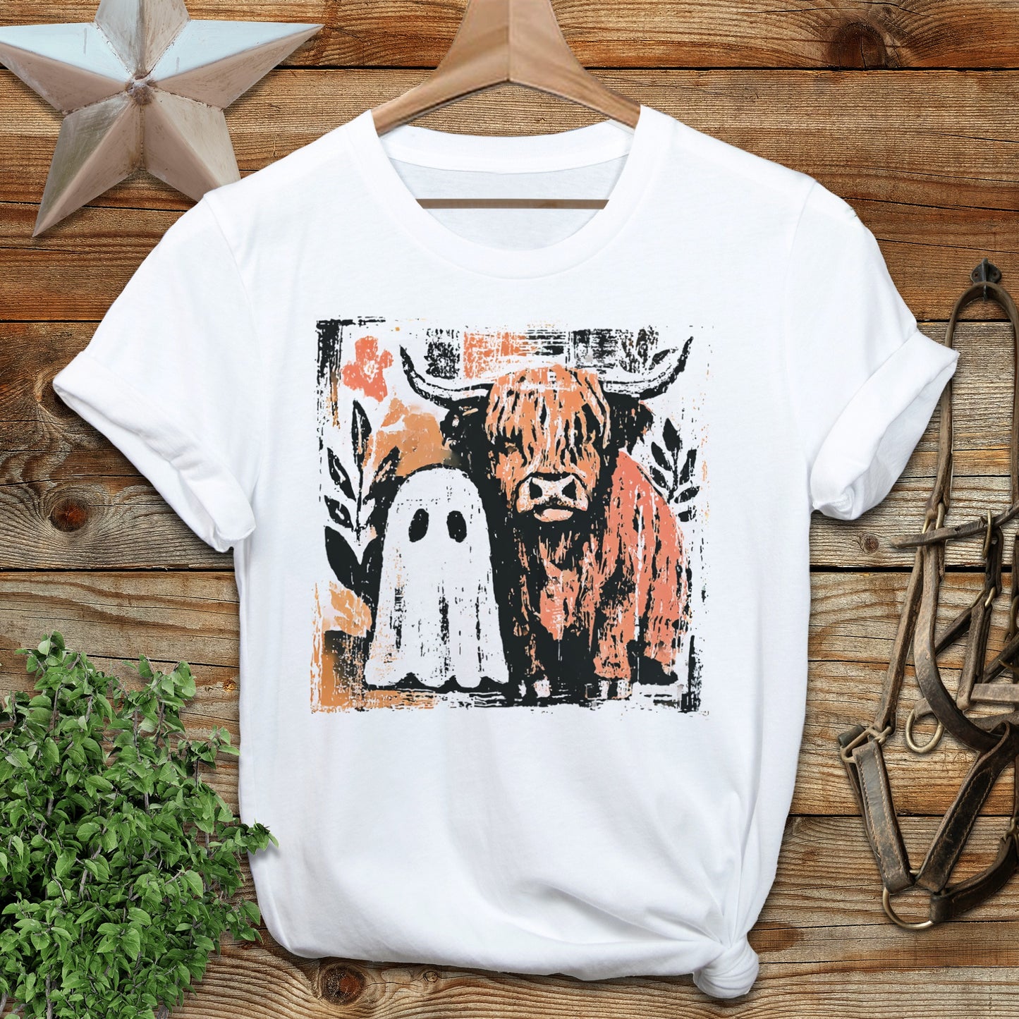 Cow and Ghostly Friend T-shirt
