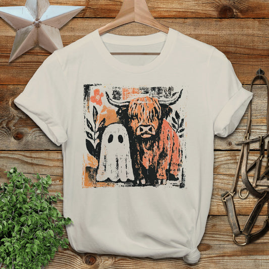 Cow and Ghostly Friend T-shirt