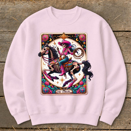 Cowgirl Tarot Card Sweatshirt - Light Pink