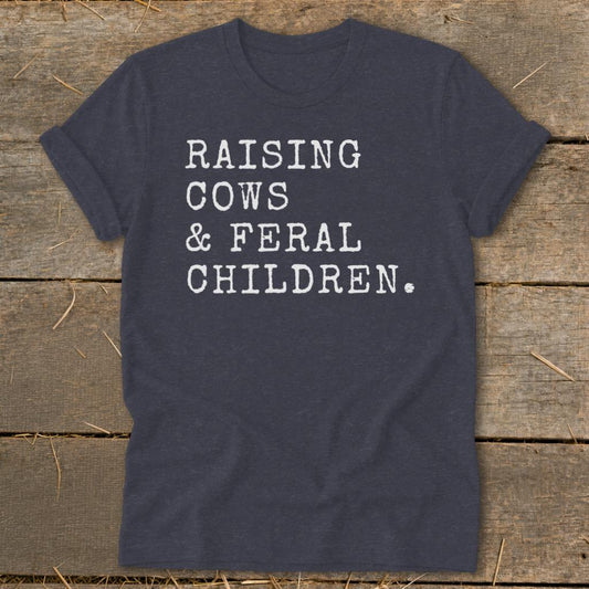 Cows  Feral Children Softstyle Tee - Heather Navy