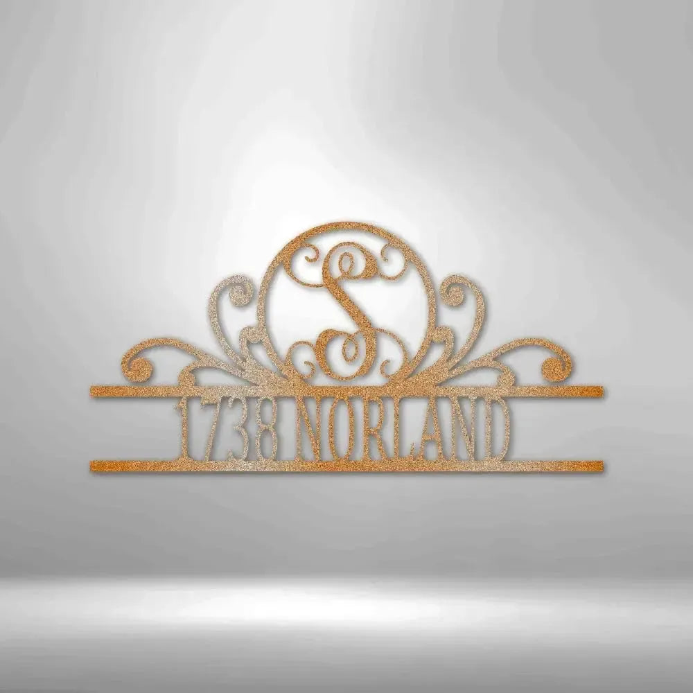 Custom Address Scroll Family Name Metal Art Sign