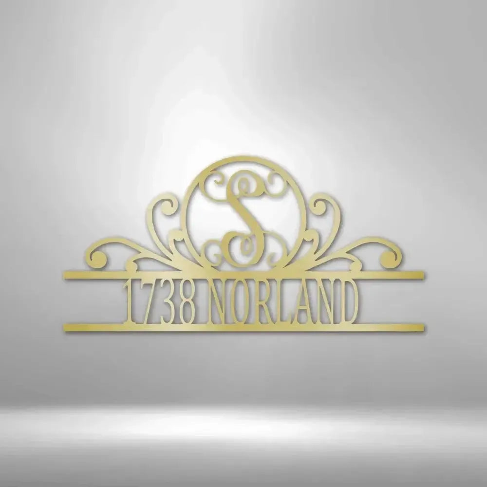 Custom Address Scroll Family Name Metal Art Sign