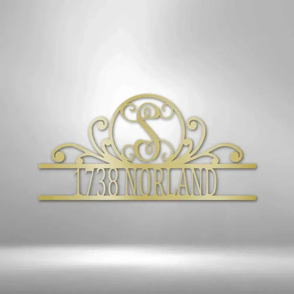 Custom Address Scroll Family Name Metal Art Sign