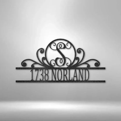 Custom Address Scroll Family Name Metal Art Sign