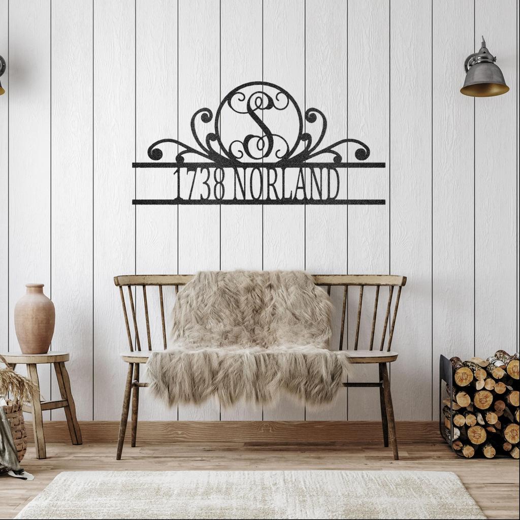 Custom Address Scroll Family Name Metal Art Sign