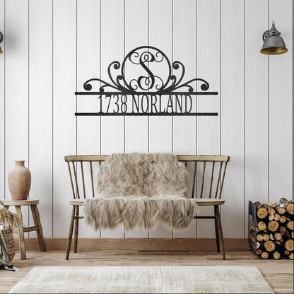 Custom Address Scroll Family Name Metal Art Sign