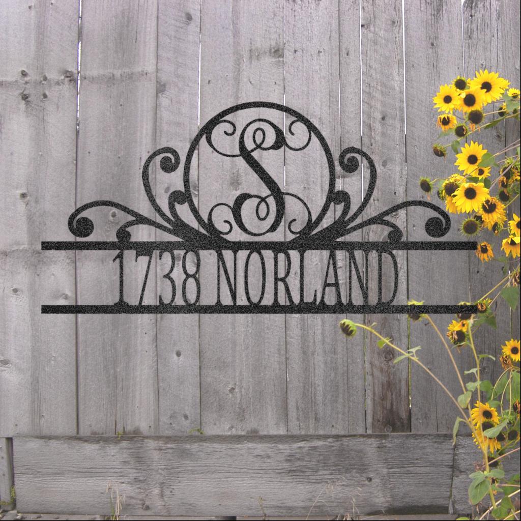 Custom Address Scroll Family Name Metal Art Sign