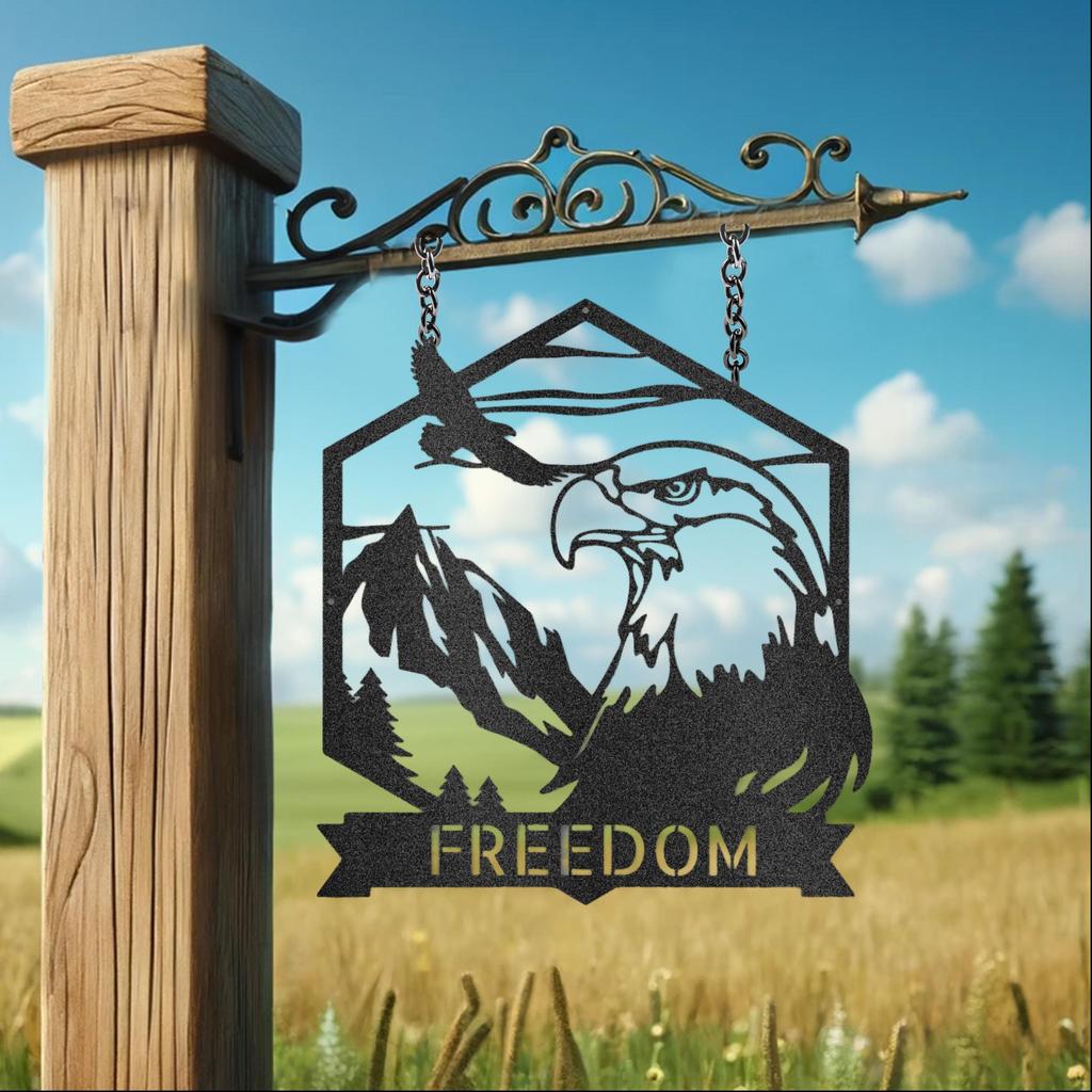 Custom Bald Eagle Freedom Metal Art Sign
