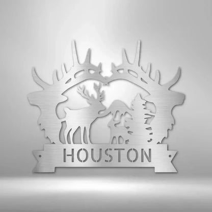 Custom Big Antler Metal Art Sign