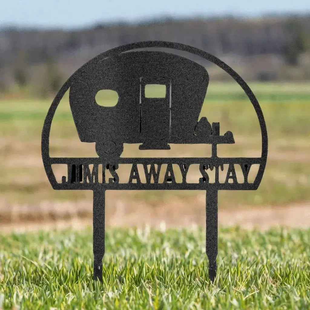 Custom Camper Yard Stake Metal Art Sign