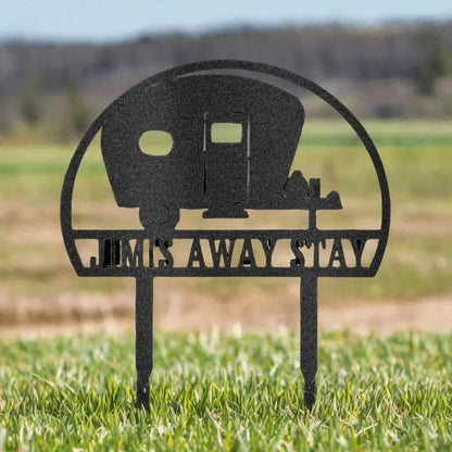 Custom Camper Yard Stake Metal Art Sign