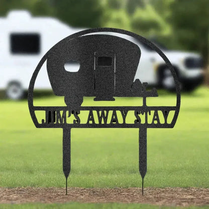 Custom Camper Yard Stake Metal Art Sign