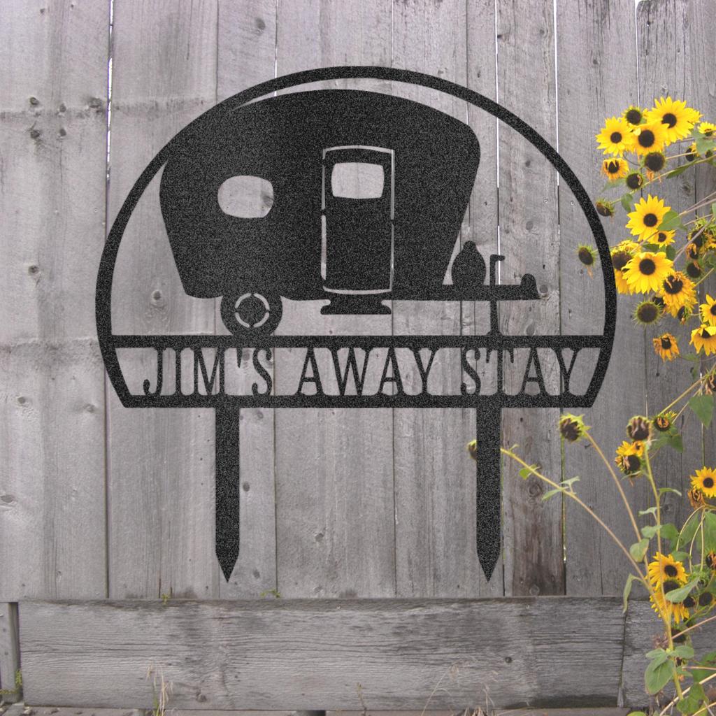 Custom Camper Yard Stake Metal Art Sign