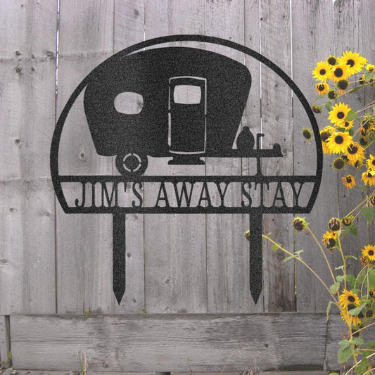 Custom Camper Yard Stake Metal Art Sign