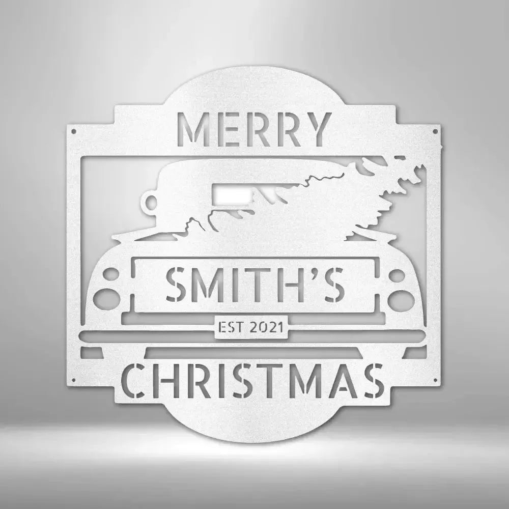 Custom Christmas Truck Metal Art Sign