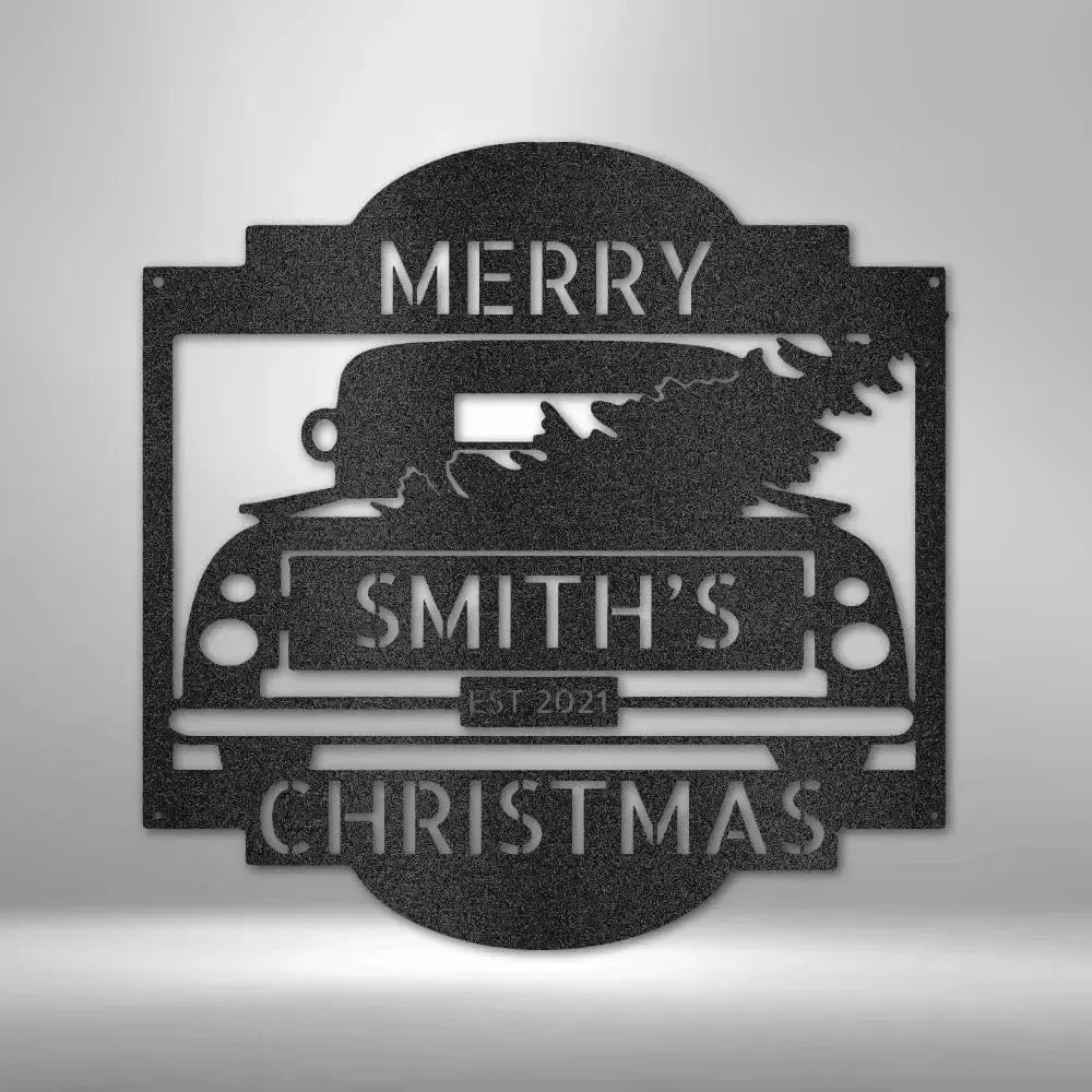 Custom Christmas Truck Metal Art Sign
