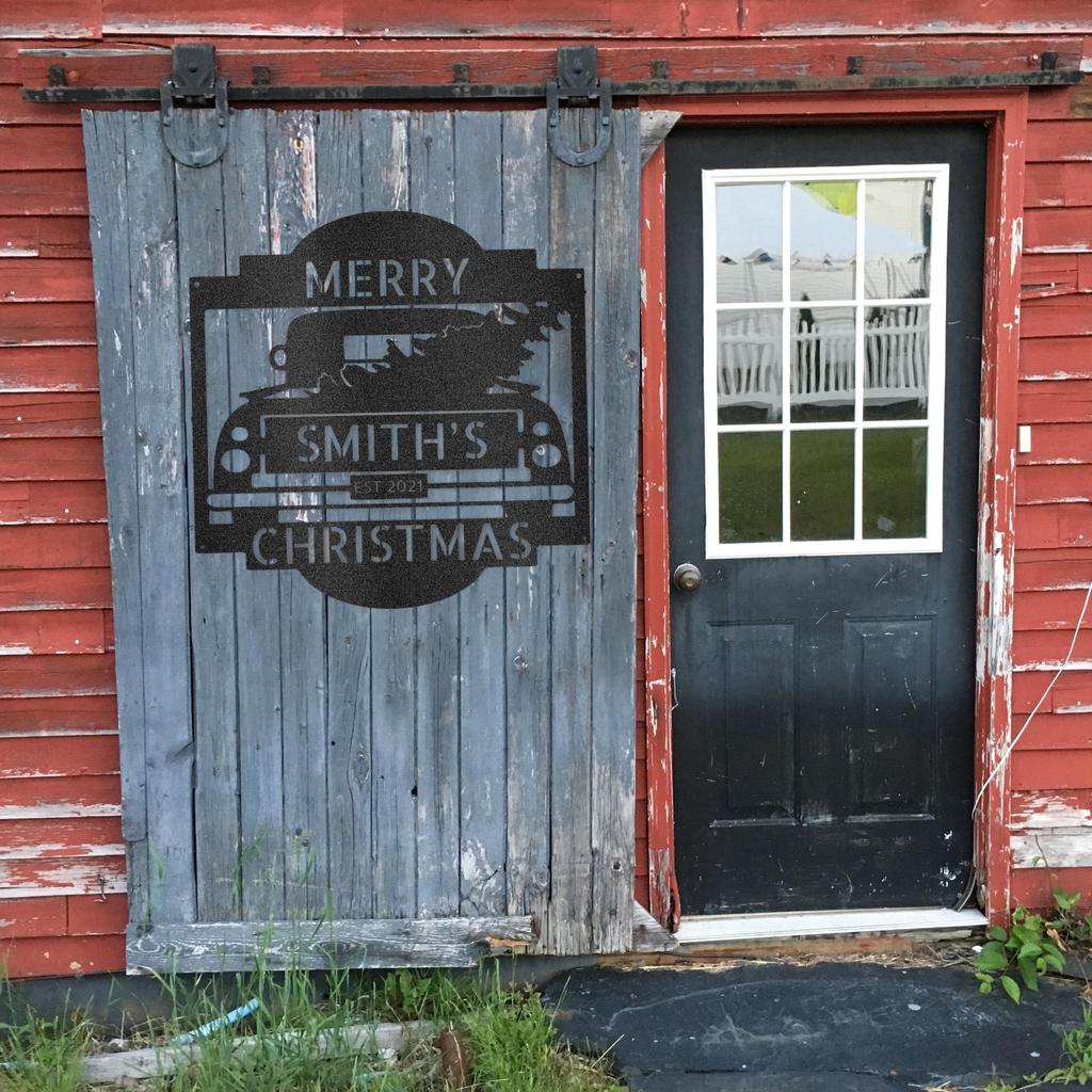 Custom Christmas Truck Metal Art Sign