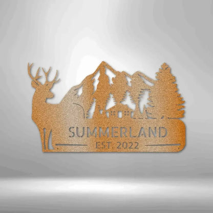 Custom Cottage and Mountains Metal Art Sign