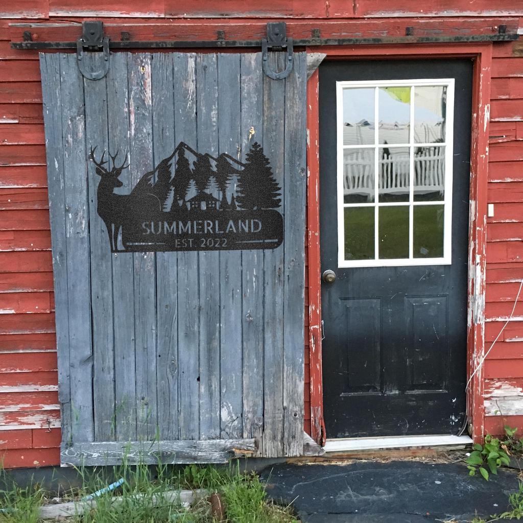 Custom Cottage and Mountains Metal Art Sign