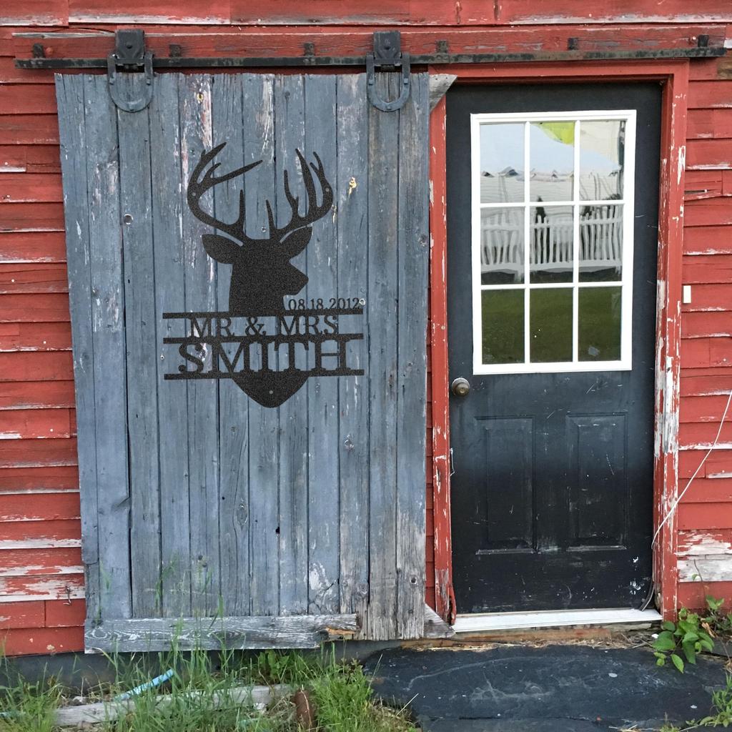 Custom Couples Deer Head Metal Art Sign
