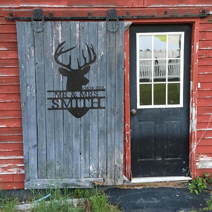 Custom Couples Deer Head Metal Art Sign