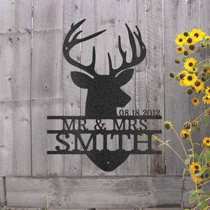 Custom Couples Deer Head Metal Art Sign