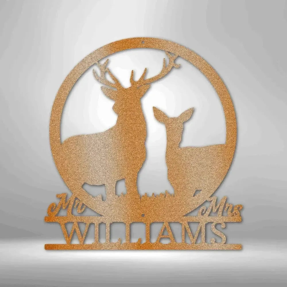 Custom Couples Stag and Doe Metal Art Sign